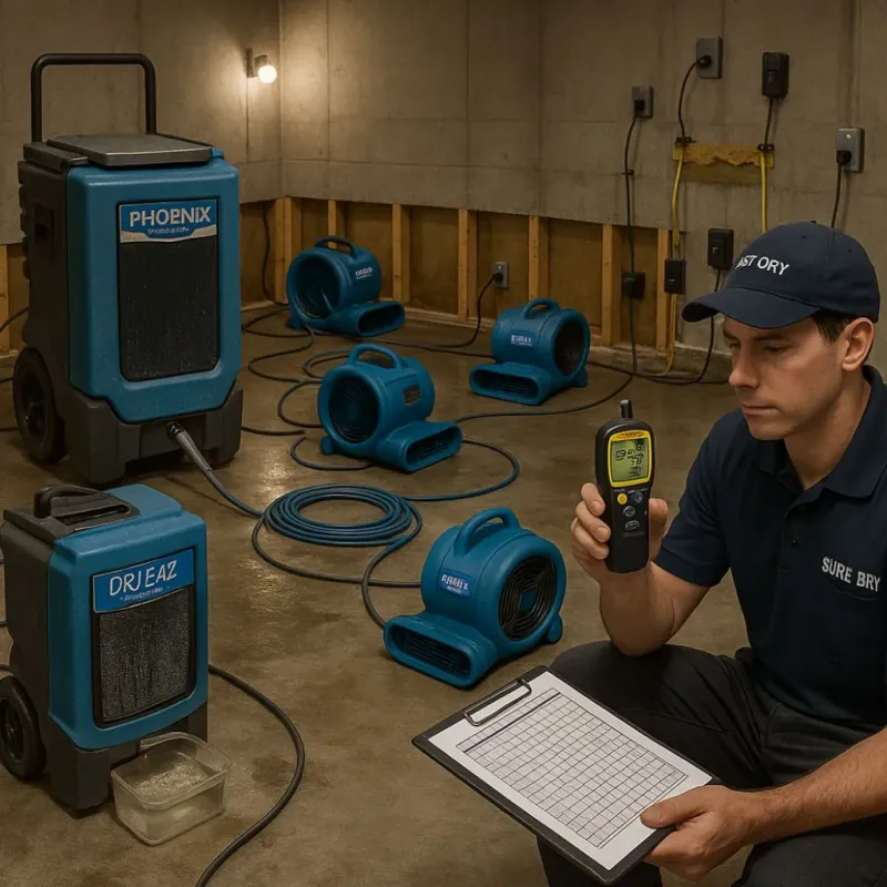 Structural Drying and Dehumidification process in Aviston, IL